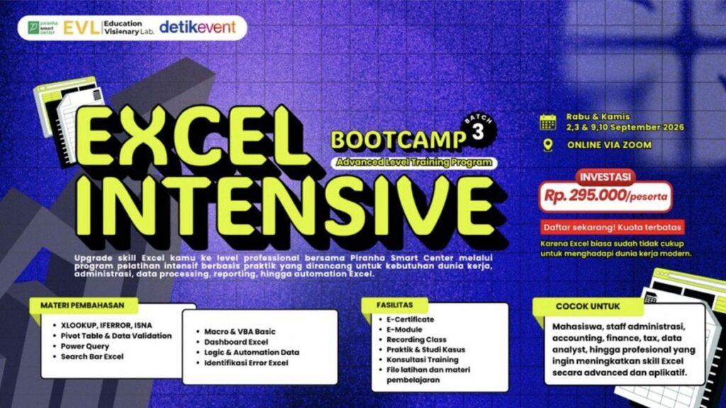 Piranha Smart Center Gelar Bootcamp Excel Advanced September 2026