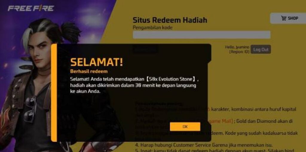 Garena Rilis Kode Redeem Free Fire untuk Dapatkan Evolution Stone Hari Ini