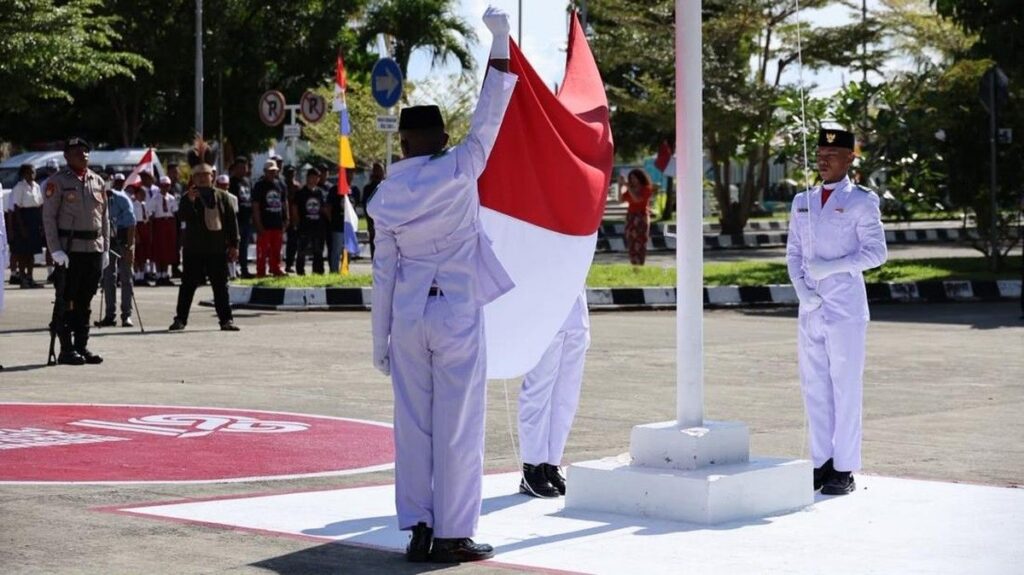 PLBN Skouw Gelar Upacara HUT ke-81 RI dengan Kirab Budaya di Jayapura