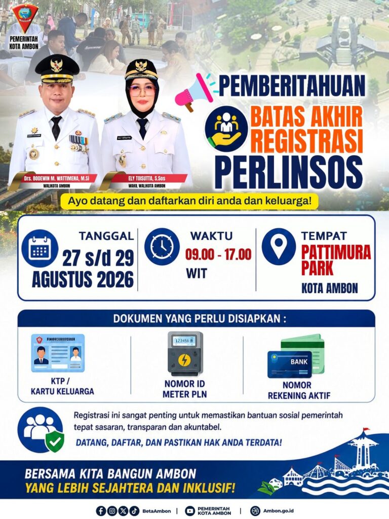 Pemkot Ambon menggelar registrasi Perlinsos 27 hingga 31 Agustus