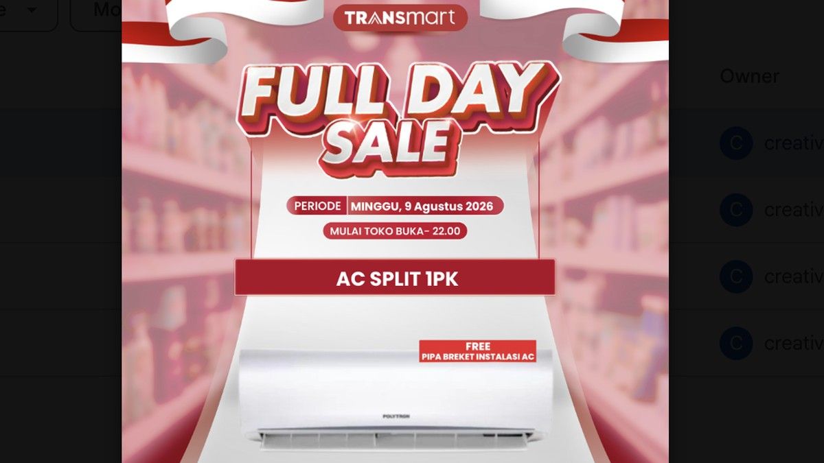 Diskon AC Split Polytron di Transmart Full Day Sale 9 Agustus 2026