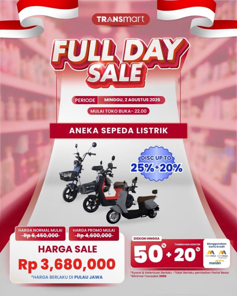 Transmart Gelar Full Day Sale dengan Diskon Sepeda Listrik hingga 70 Persen