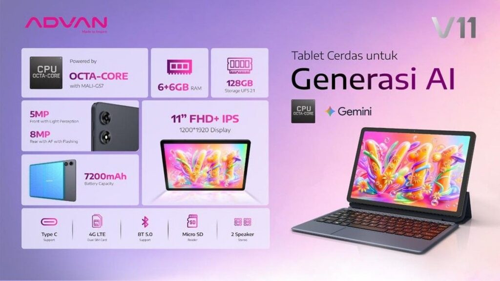Advan Meluncurkan Tablet V11 Berbasis Android 16