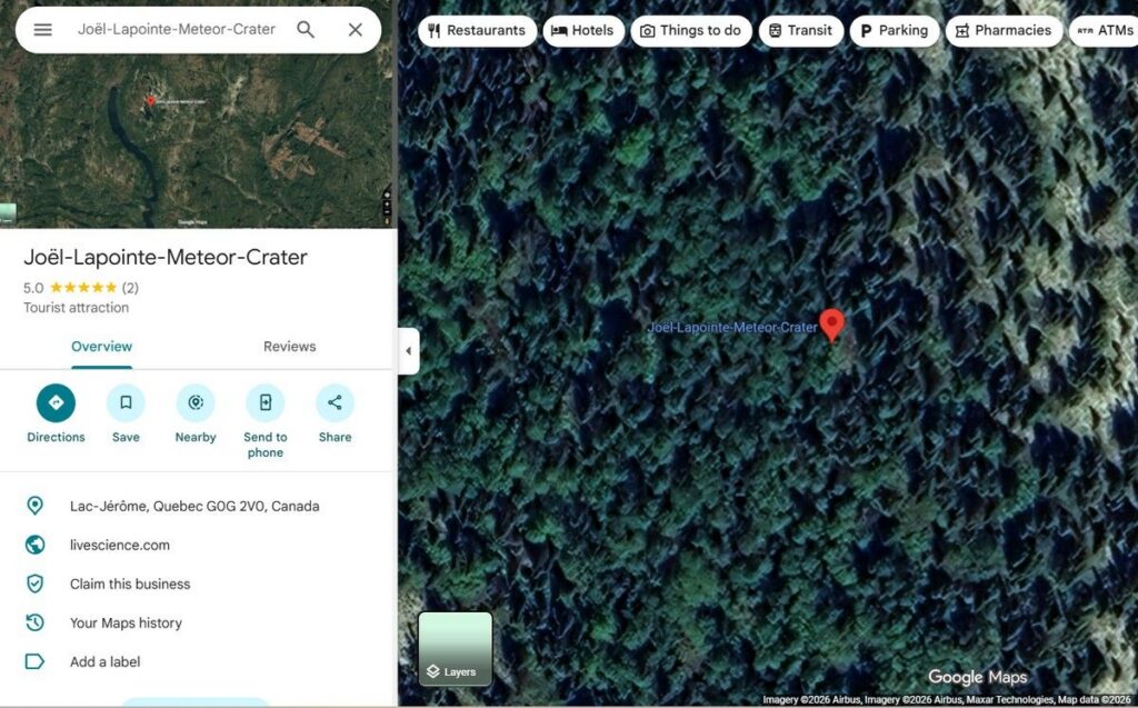 Astronom Amatir Temukan Kawah Meteor Purba di Kanada Melalui Google Maps